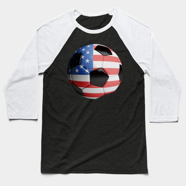 USA Flag Soccer Ball Baseball T-Shirt by reapolo